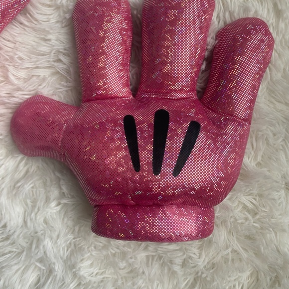 Disney Parks Minnie Mouse Plush Pink Pair Sparkle Hands Gloves Mitts - Picture 6 of 6